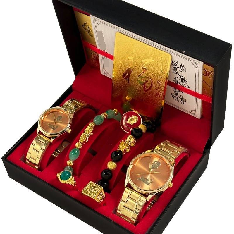 Schmuck Sets Geschenk Box Set Gedenk Gold Uhr Paar Energie Quarz Heißer Verkauf Geschenk Treffen Uhr_voghion.com
