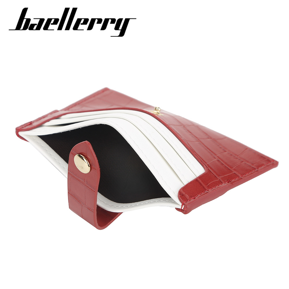 Baellerry Card Holder Women's New Crocodile Pattern Multi Card Slot Thin Buckle Card Holder Color Matching Mini Credit Card Holder_voghion.com