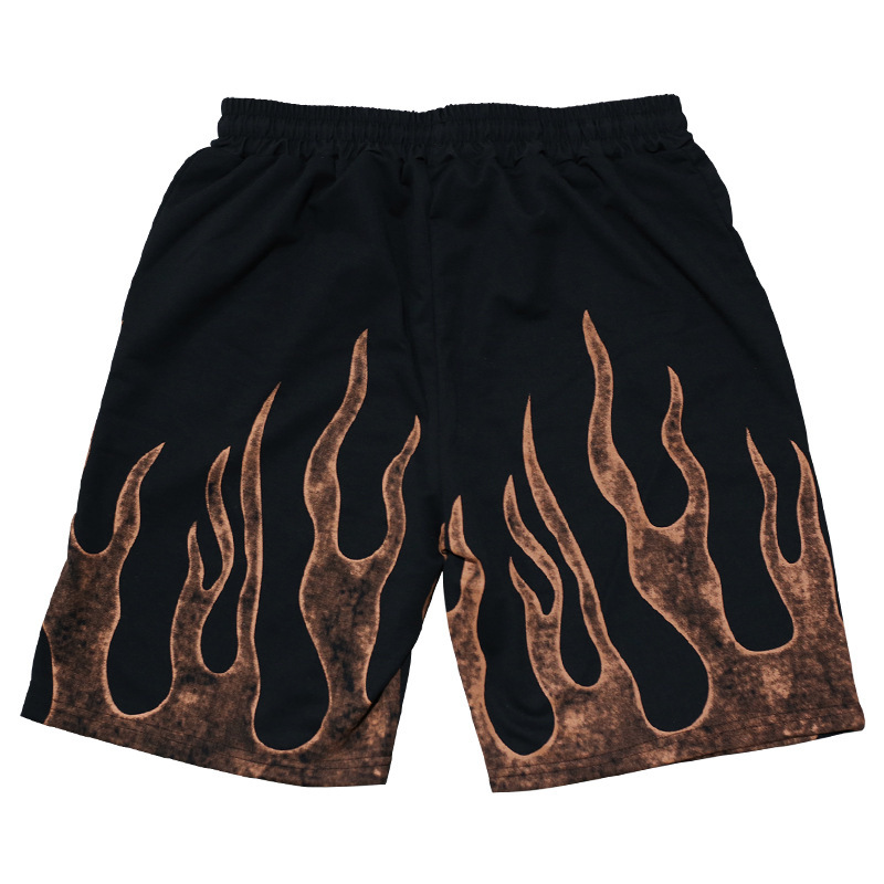 Nowy letni męski zestaw spodenek sportowych z krótkim rękawem z nadrukiem Flame Series_voghion.com