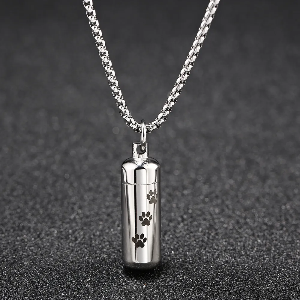 Collane con ciondolo in acciaio inossidabile, collana con zampa di animale domestico, souvenir commemorativo per la cremazione, accessori per cuccioli per le ceneri_voghion.com