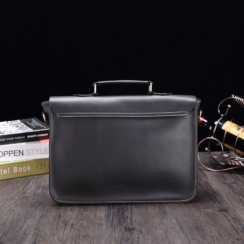 Neue business Crazy Horse PU aktentasche männer schulter umhängetasche Halb-förmigen horizontale retro handtasche herren_voghion.com
