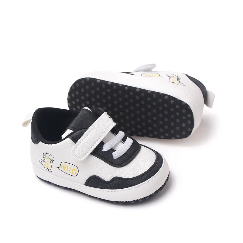 Baskets de sport pour nouveau-nés garçons et filles, imprimé lettres de dessin animé, premiers pas pour bébés, pieds mignons, antidérapants, pré-marcheurs_voghion.com