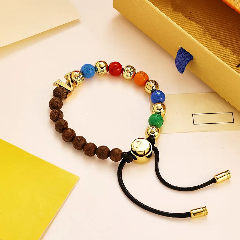 Mit Box Designer Multi Farben Perlen Charm Armbänder Frauen Männer Marke Brief Lederarmband Vintage Design Schmuck_voghion.com