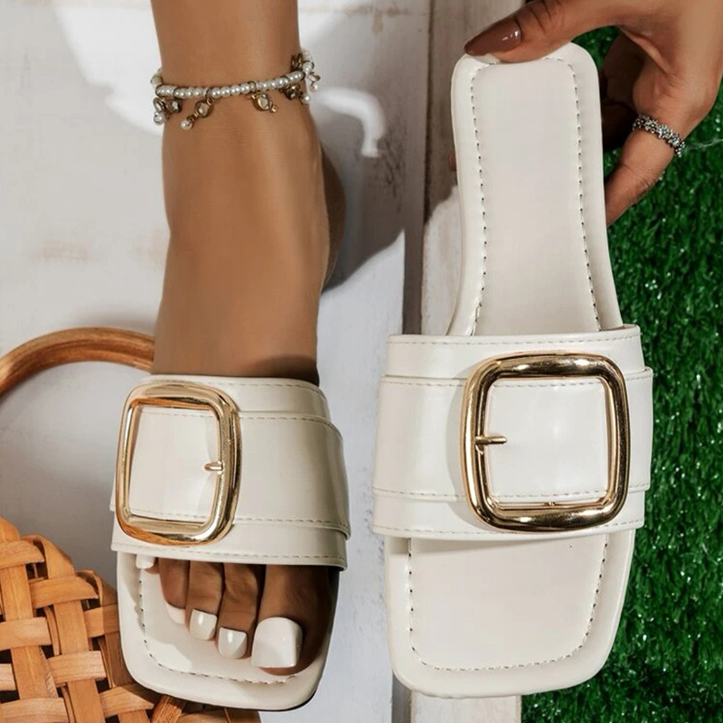 Pantofole grandi nuove comode scarpe da donna a fondo piatto per l'estate 2024, taglia 43_voghion.com