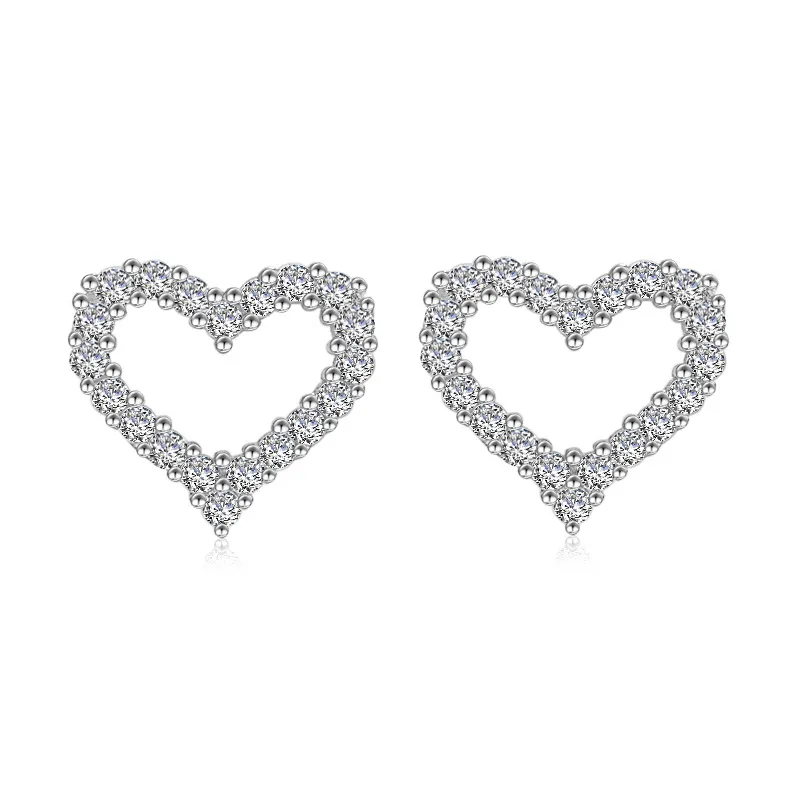 Gold Plated Stud Earrings Shiny Zircon Metal Elegant Fashion Love Heart Designer Earring Earings Ear Rings Jewelry_voghion.com