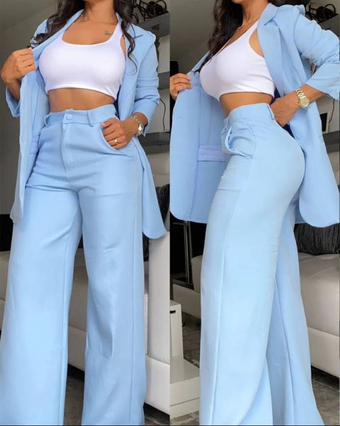 Women’s Clothing 2026 OL Elegant Floral Sleeveless Suit Jacket + Lace Up Casual Trousers Suit