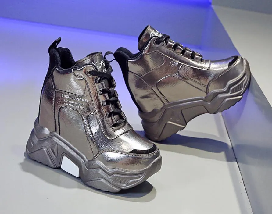 Freizeitschuhe Qualität Chunky Platform Outdoor Sneakers Frauen Winter Warm Super High Heels Frau Höhe erhöhen Stiefel_voghion.com