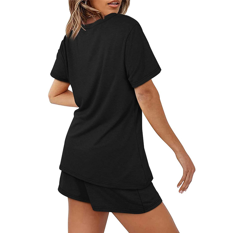 Damen Shorts Set Mit Kurzen Ärmeln Und Elastischem Bund_voghion.com