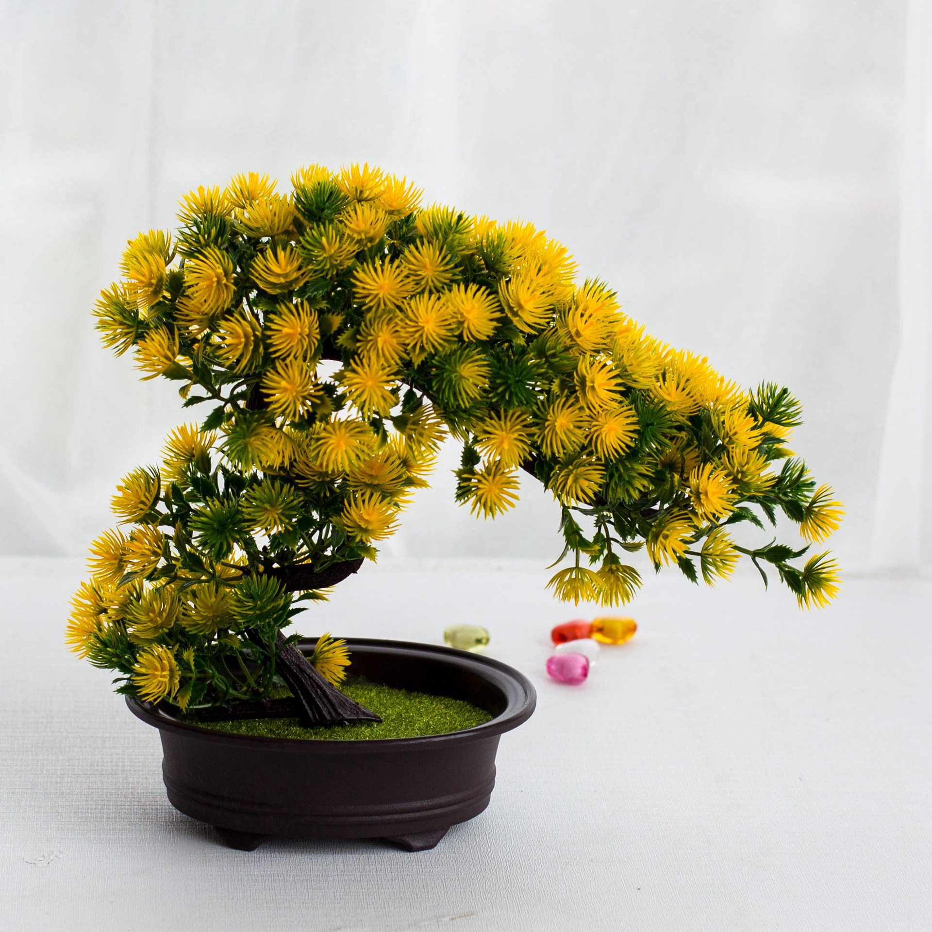 Nuovo fiore artificiale creativo bonsai, piccola pianta verde artificiale in plastica, pianta in vaso, decorazione ornamentale per fiori artificiali_voghion.com