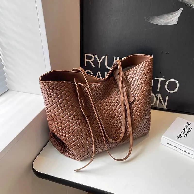 Borse a mano di grande capacità per le donne 2023 inverno PU pelle tendenza moda borsa a tracolla laterale vintage shopper shopping ufficio_voghion.com
