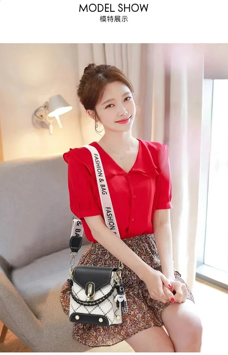 Borsa a tracolla piccola quadrata da donna alla moda, borsa estiva coreana completamente abbinata, 240902_voghion.com