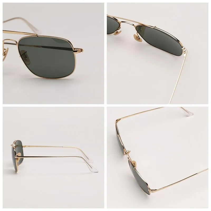 Klassische Eckige Metallsonnenbrille Mit Doppelsteg Unisex_voghion.com