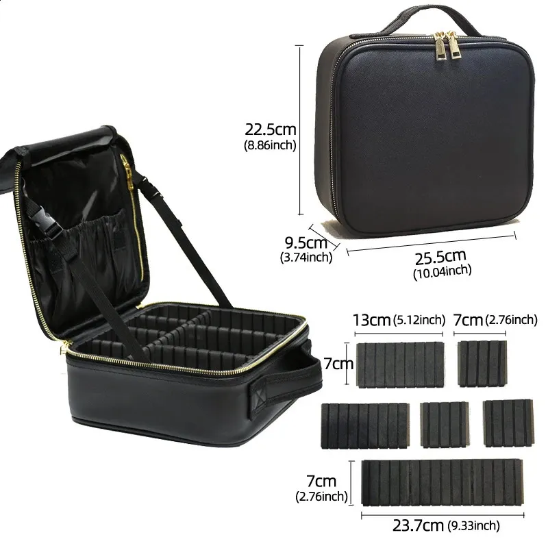 Trousse de maquillage en cuir PU pour femme, trousse de voyage multifonctionnelle et portable pour ranger le maquillage 241220_voghion.com