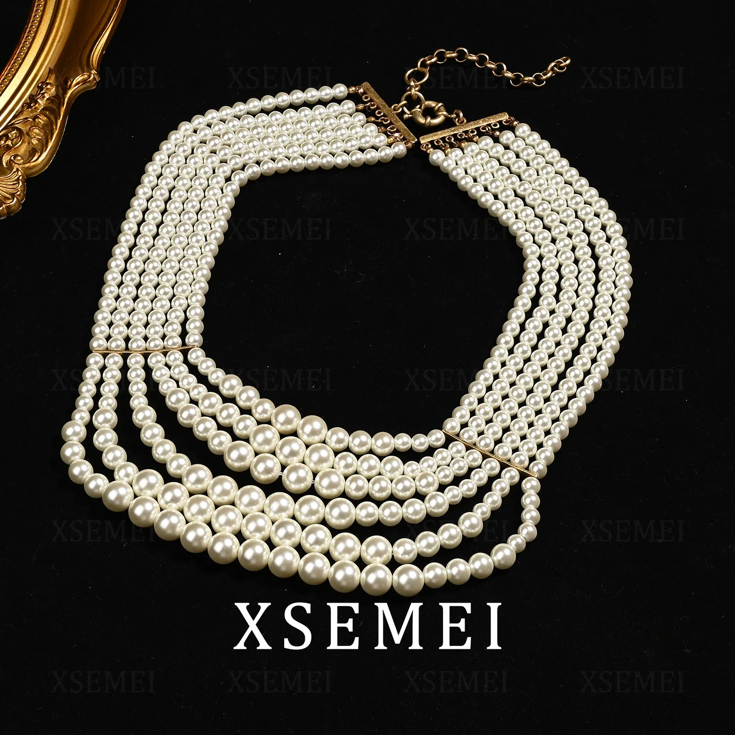 Pendans French Brand Same High Quality Handmade Multi Layered Glass Pearl Retro Exaggerated Style Dress_voghion.com