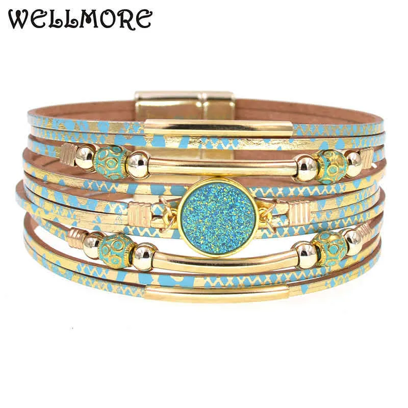 Wellmore Frauen Armbänder Böhmen Mode Wickelarmband Leder für Weiblichen Schmuck Großhandel_voghion.com