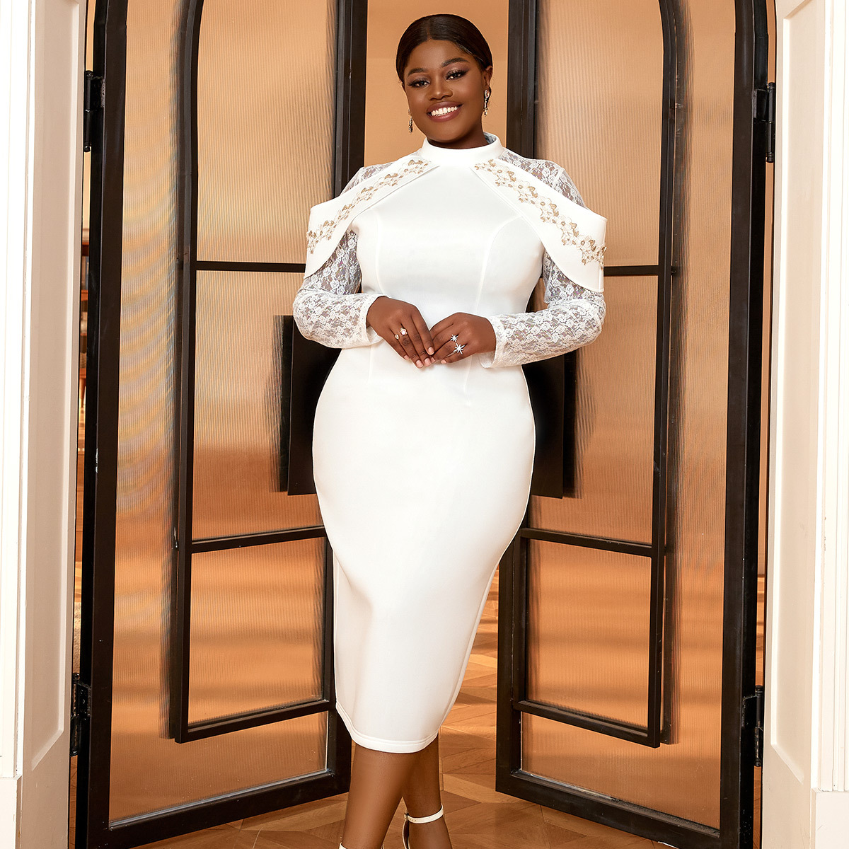 Women's Clothing lace emcee dress banquet event high waist one step skirt dresses_voghion.com