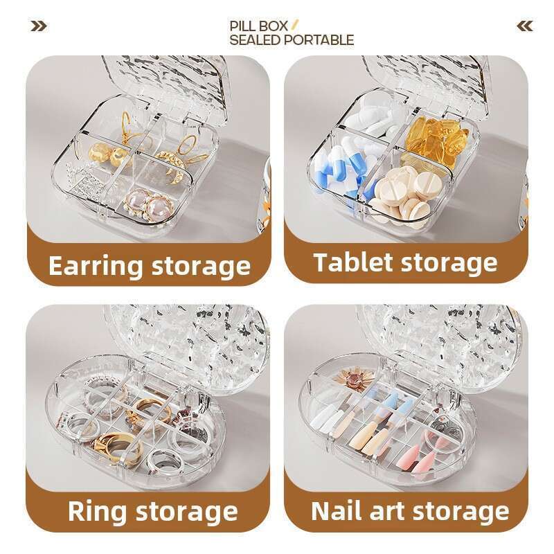Geantă de călătorie pentru medicamente cu model ghețar, curea transparentă din plastic cu compartimente, portabilă șapte zile, ambalată într-un..._voghion.com
