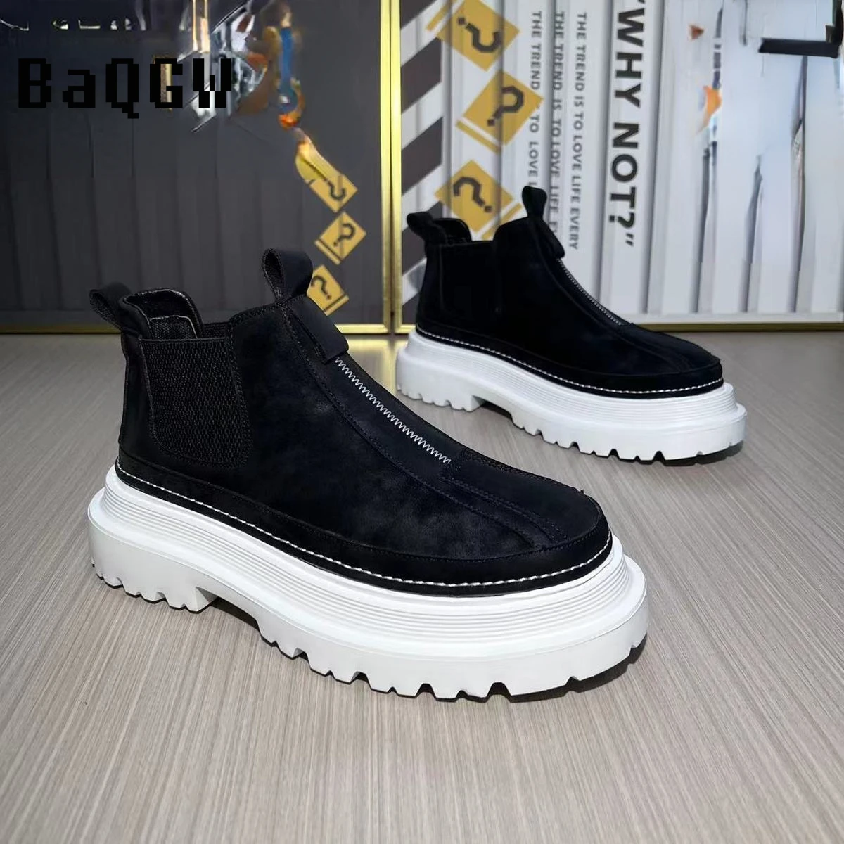 Herbst Neuankömmg Mode lässig britischen Stil Designer Motorrads tiefel bequeme hoge Winter warm Herren schuhe_voghion.com