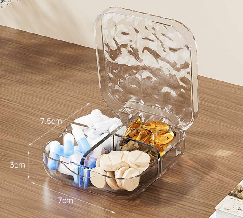 Geantă de călătorie pentru medicamente cu model ghețar, curea transparentă din plastic cu compartimente, portabilă șapte zile, ambalată într-un..._voghion.com