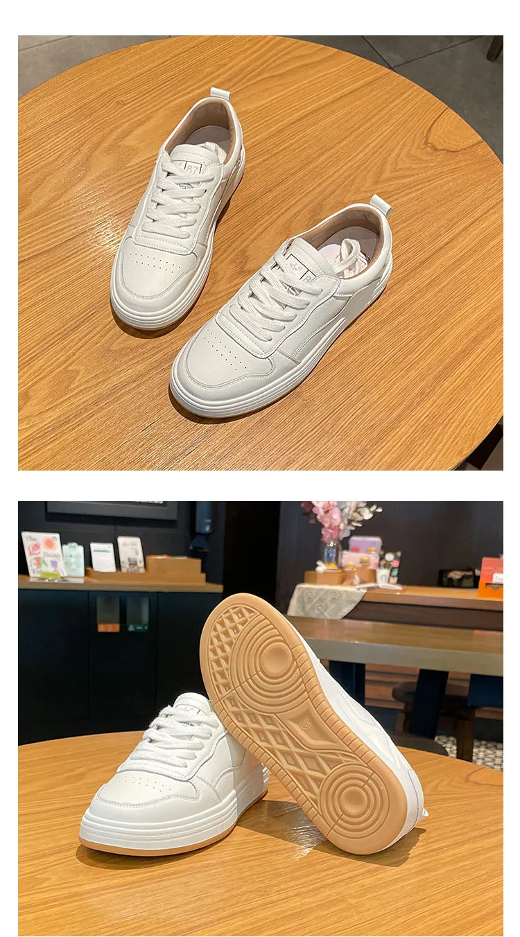 Genuine Leather Flat Bottomed Round Toe Mesh Breathable Comfortable Soft Casual And Fashionable Board Shoes_voghion.com