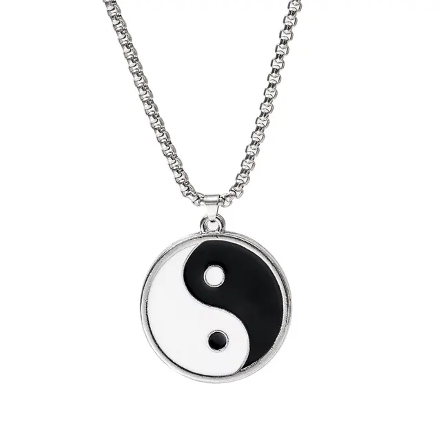 2025 Újdonságok Divat Rozsdamentes Acél Yin Ying Yang Medál Fekete Fehér Nyaklánc Barátság Férfi Lánc Nyakláncok Ékszerek Vintage_voghion.com