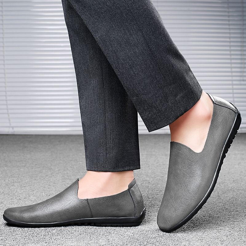Frühling Sommer Herren Halbschuhe Casual Leder Mann Einfache Mokassins Slip-On Fahren Outdoor Bootsschuhe Handgehte Lazy_voghion.com