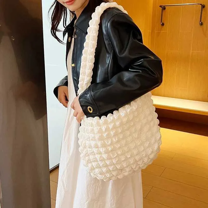 Borsa a tracolla tinta unita grande capacità borsa a mano trapuntata imbottita sotto le ascelle borsa per scarpe Y241026_voghion.com