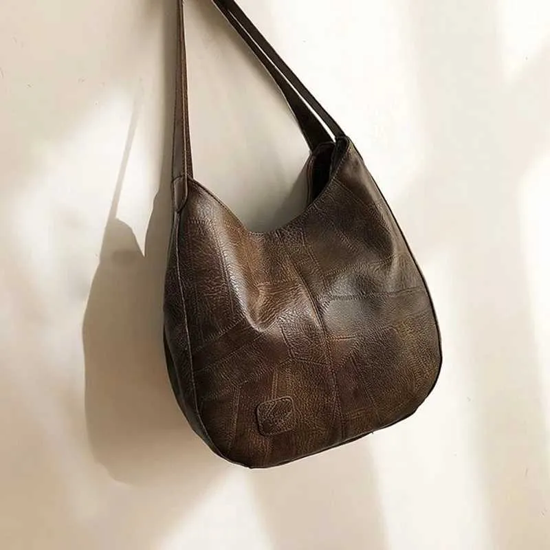 Women Vintage Shoulder Bag Designers PU Leather Handbags Female Top-handle Hobo Bags Fashion Brand Large Capacity_voghion.com