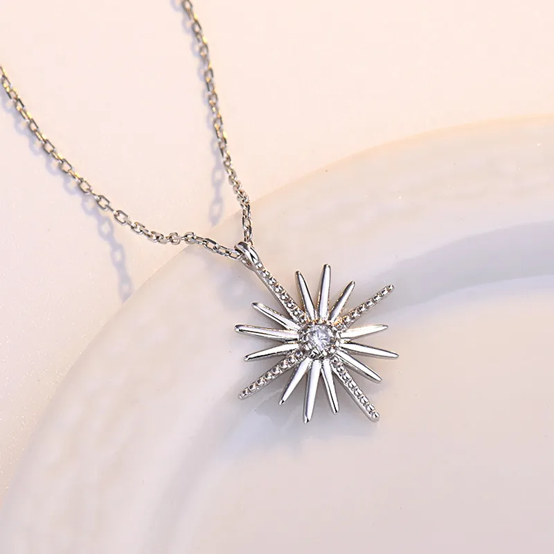 Temperamento fiocco di neve intarsiato diamante splendente ciondolo clavicola retrò semplice collana femminile all'ingrosso_voghion.com