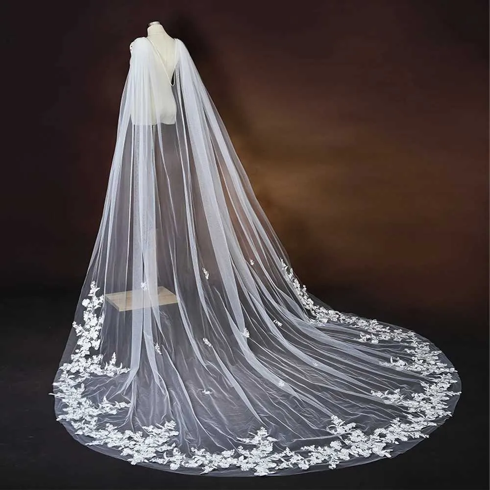 Hair Jewelry Womens Cathedral Long Bridal Cape Veil Detachable Tulle Cloak Wedding Dresses Shawl Event Decoration VPG17_voghion.com