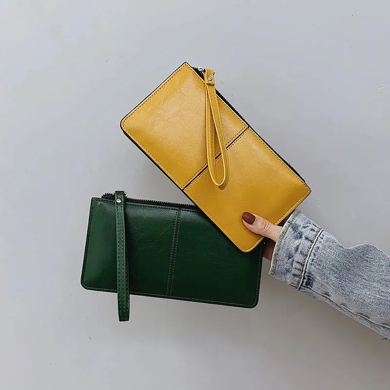 Yogodlns Fashion Solid Color Wallet Female PU Leather Handbag Long Zipper Clutch Card Holder Coin Purse Multi-layer_voghion.com