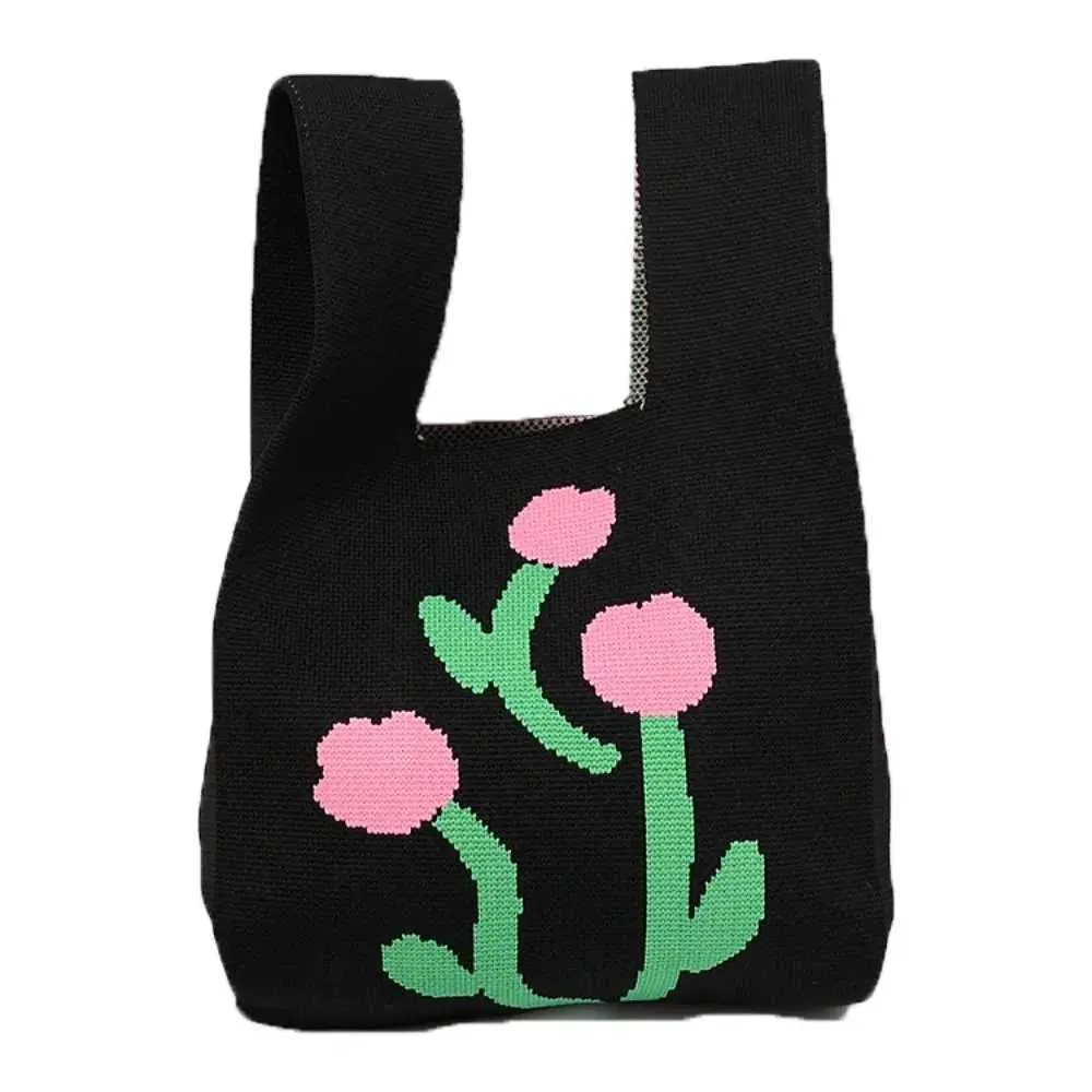 Ins Color Knitted Niche Design Handbag Mini Knot Handmade Shopping Bag Y241106_voghion.com