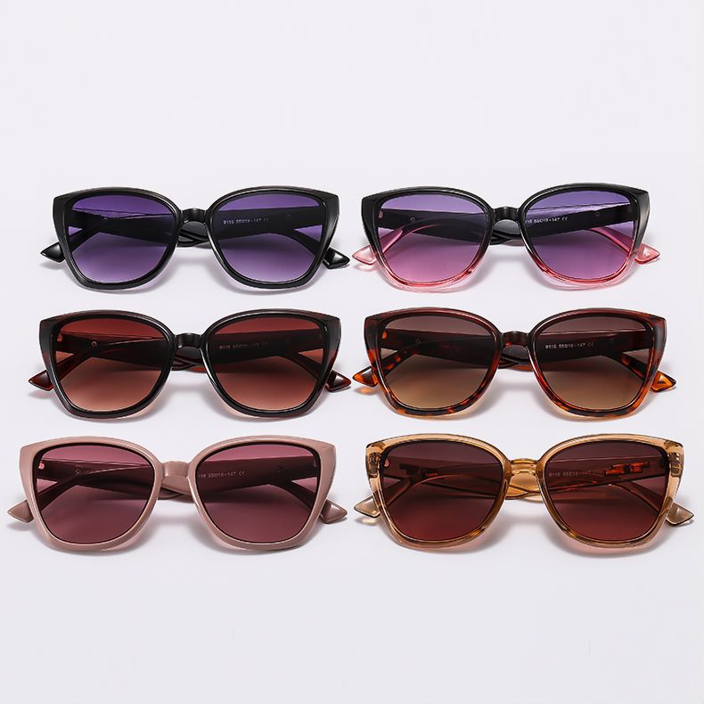 Unisex Cat Eye Sunglasses Black Versatile Modern Retro Style_voghion.com