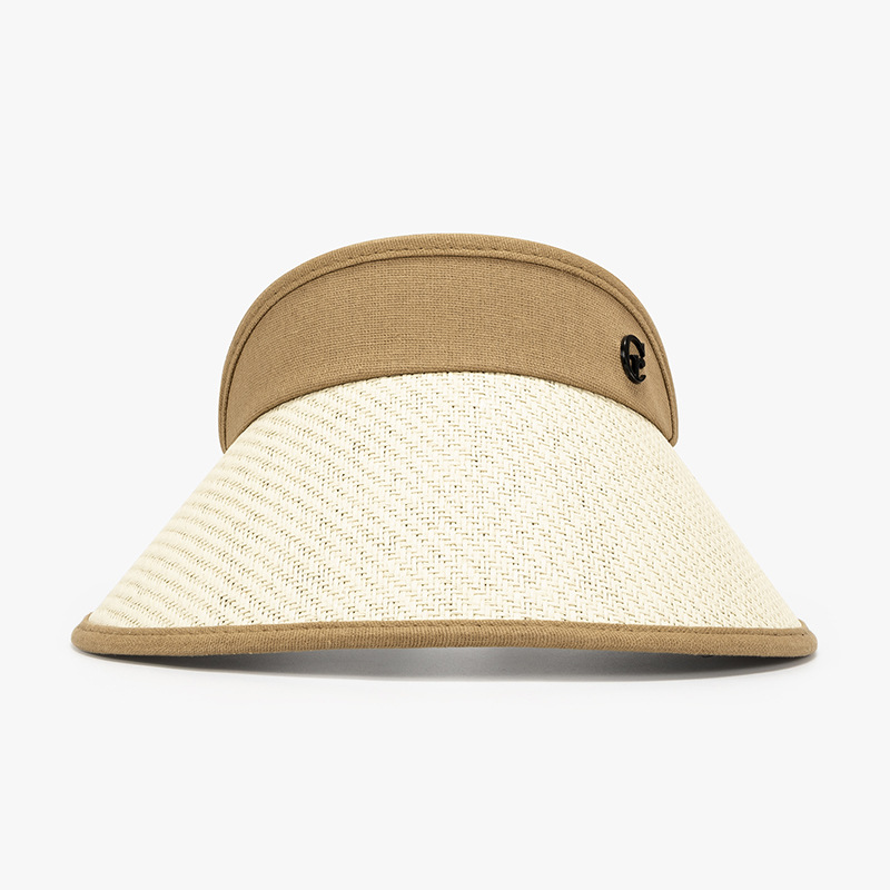 Κενό καπέλο με προστασία από την υπεριώδη ακτινοβολία, αναπνεύσιμο το καλοκαίρι, μεγάλο γείσο, υφαντό με άχυρο, ευέλικτη γυναικεία αντηλιακή ζελατίνα_voghion.com
