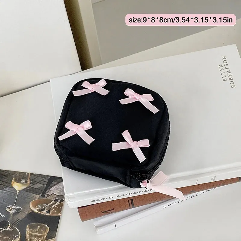 X Simple Bow Noir Maquillage Portable Sac de Rangement à Fermeture Éclair Crayon Organisateur Cosmétique Voyage Trousse de Toilette Sac à Main Cadeau_voghion.com