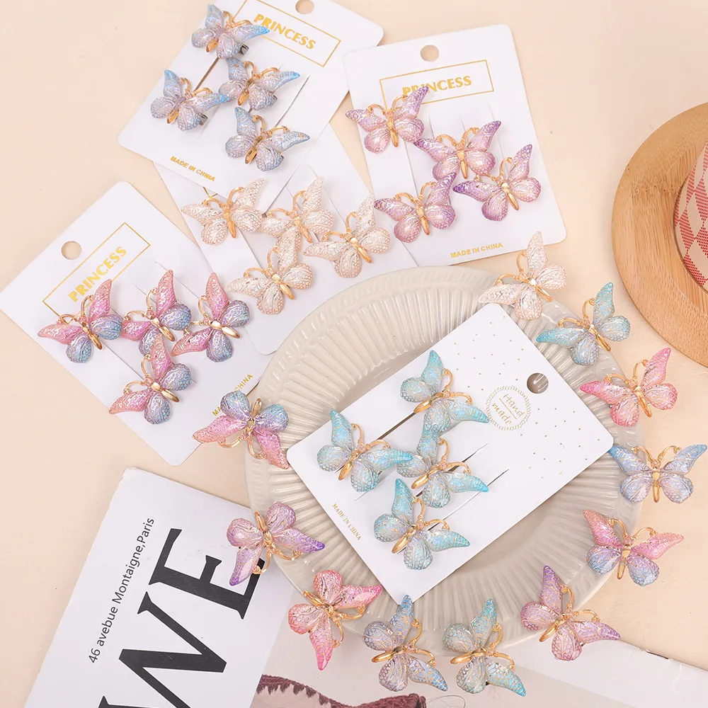 Dolce farfalla fermagli carino donne sfumato piccole forcine mini neonate colori barrette copricapo accessori per capelli_voghion.com