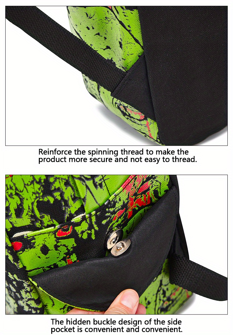 Ghost Skull Print Luminous Horror Night Computer Laptop Backpack Halloween Canvas School Bag for Carnival Mardi Gras_voghion.com