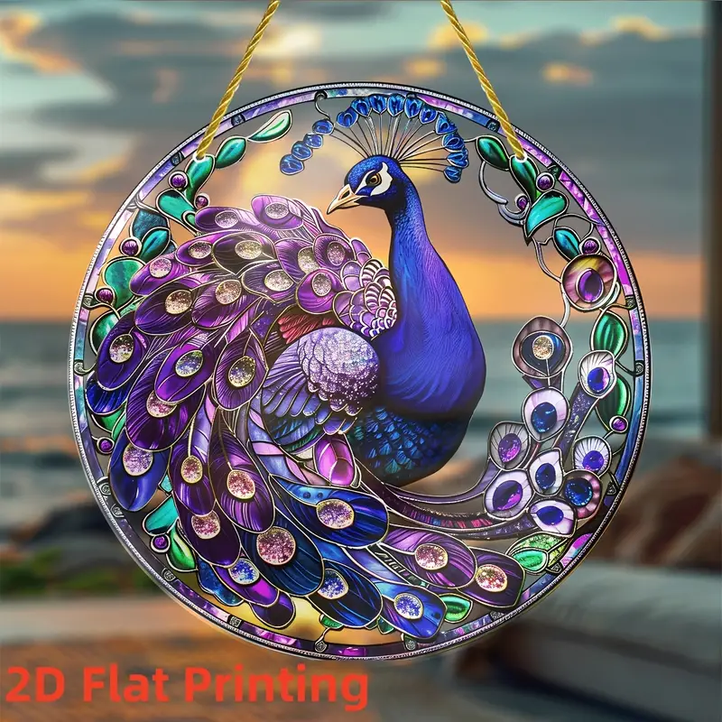 Peacock Suncatcher - 8" Directional Acrylic Art. Classic Decor For Garden Or Bar, Elegant Gift For Discerning Tastes._voghion.com