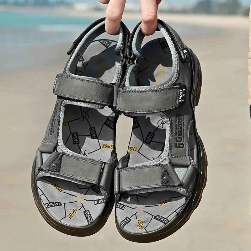 Comfortable Genuine Leather Men Sandals For Outdoor Hiking Summer_voghion.com