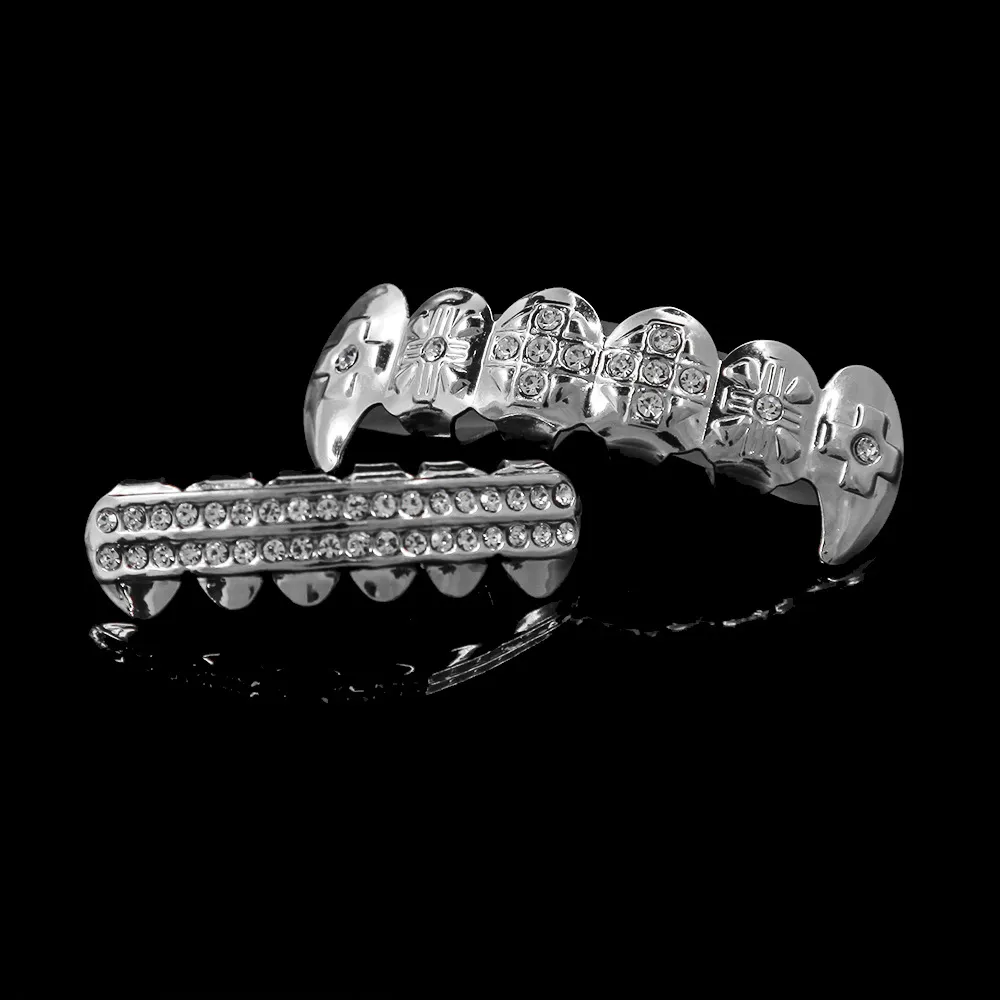 Mundzubehör Bio Kupfer vergoldet Hip Hop Schmuck Zähne Grillz Caps oben und unten goldene Grills Set Zahnfassung_voghion.com