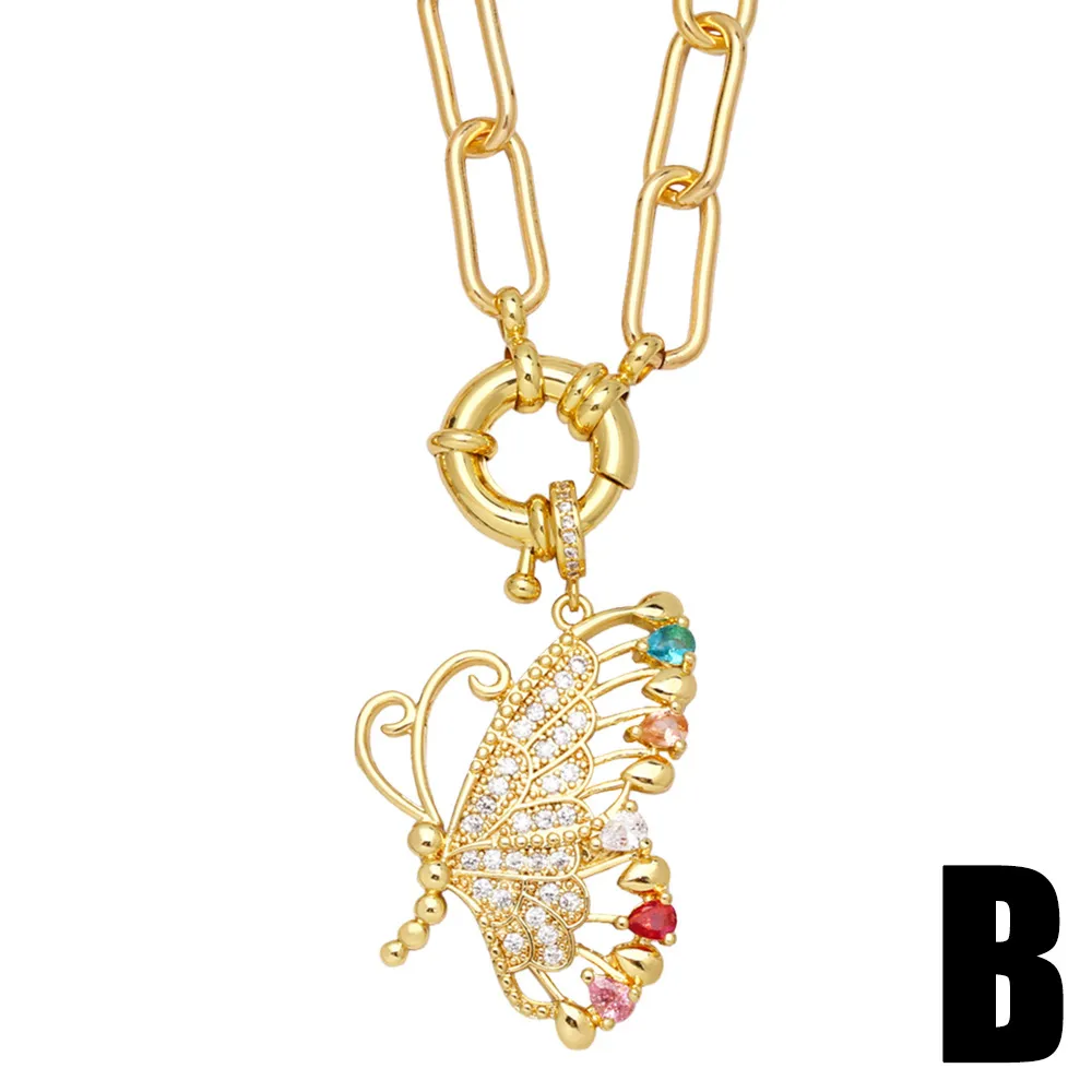 Collar con colgante de mal de ojo, circonita cúbica colorida, collares de moda para mujeres y niñas, gargantilla chapada en oro con circonita cúbica_voghion.com