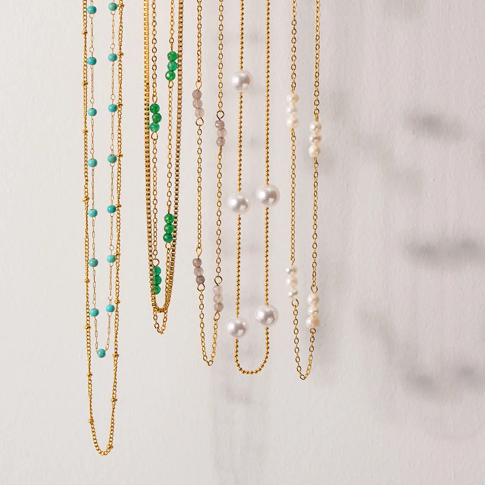 Goldene Perlenketten Halskette Für Damen Elegantes Schmuck Geschenk_voghion.com