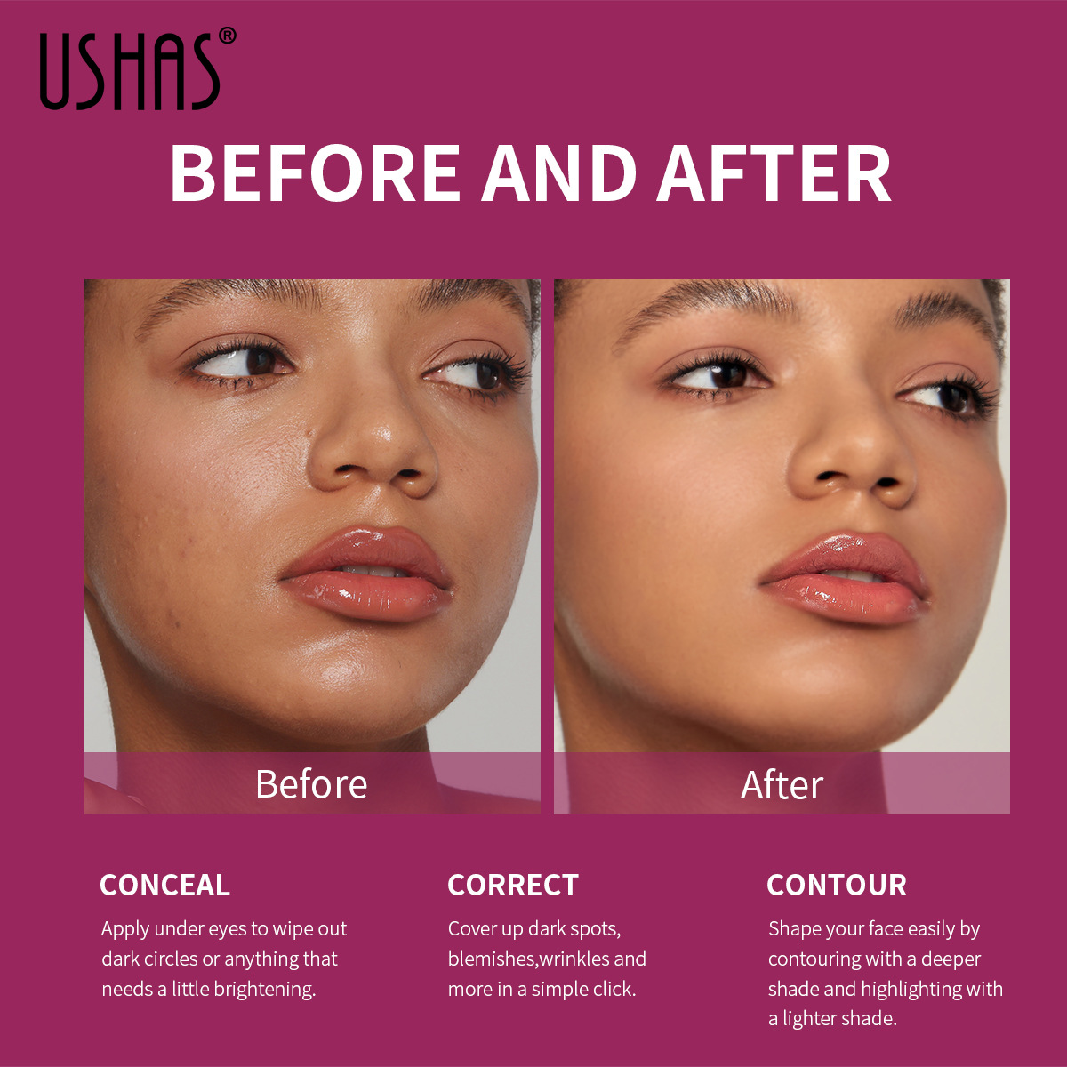 USHAS12 barevná houbička na hlavu make-up držící korektor tekutý odolný voděodolný nude_voghion.com