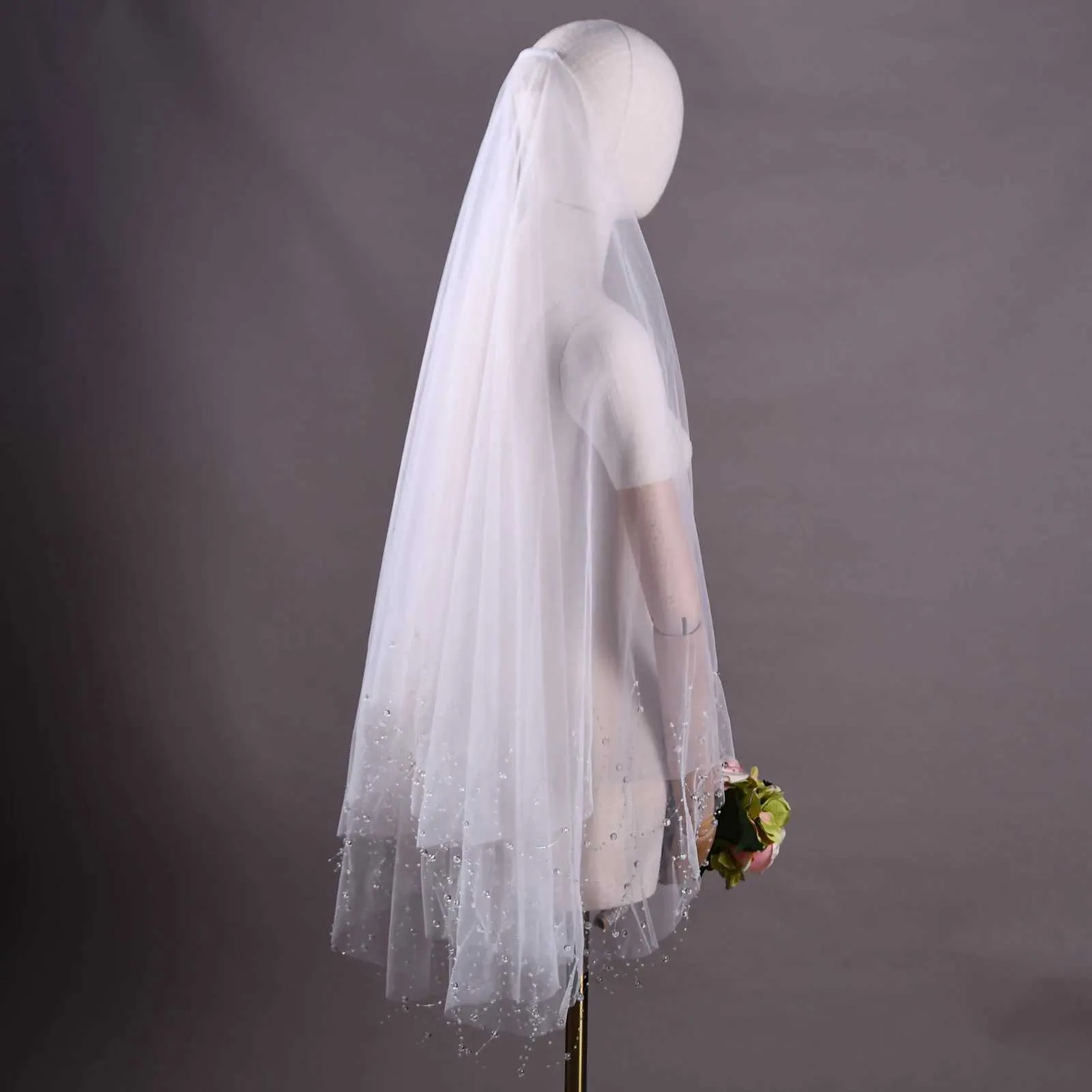 Haarschmuck V216 Tropfen Rouge Klare Kristall Quasten Schleier Braut Illusion mit Kamm Abdeckung Gesicht Hochzeit Zubehör_voghion.com