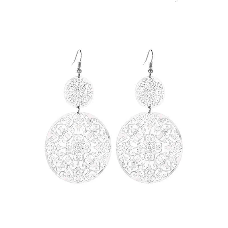 Vintage Openwork Disc Earrings Ear Drop Frosted Jewelry For Women Party Wedding Tt@88_voghion.com