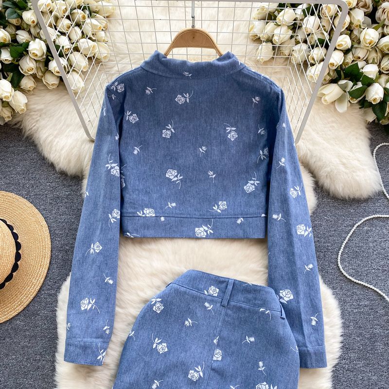 Cardigan court imprimé pour femmes, jupe polyvalente, ensemble deux pièces à la mode_voghion.com