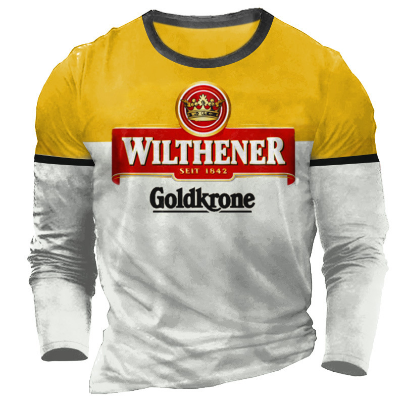 Summer 3D printed men's casual trend round neck long sleeved T-shirt_voghion.com