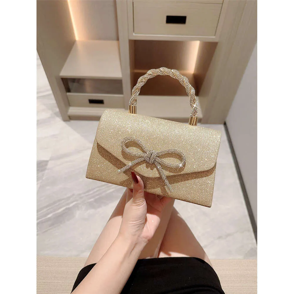 Robe de soirée Pochette polyvalente européenne et américaine Sac à bandoulière pour célébrités Mode Dia Bow Chain Bag_voghion.com