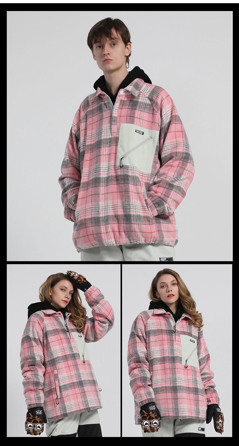 New winter wear men's snowboard double board warm plaid shirt women's ski hoodie couple_voghion.com