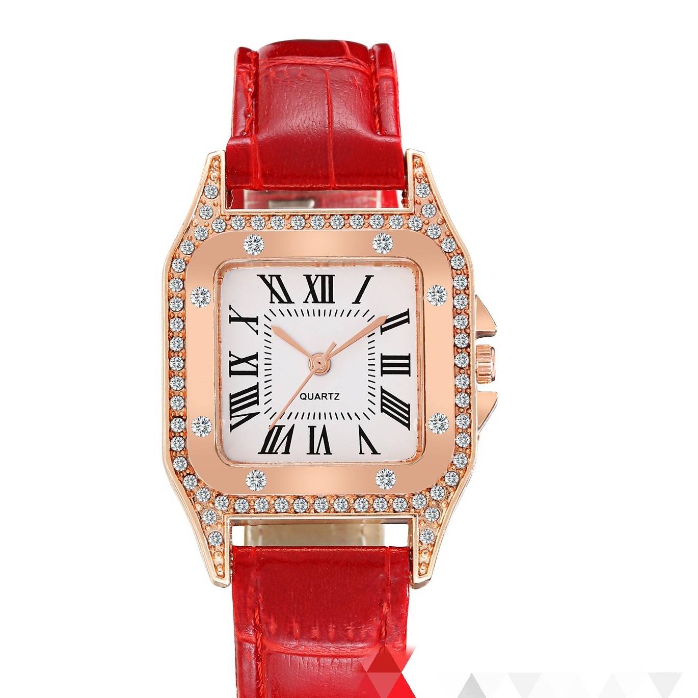 Montre femme élégante à bracelet carré en cuir - Montre à quartz tendance et décontractée pour un usage quotidien_voghion.com